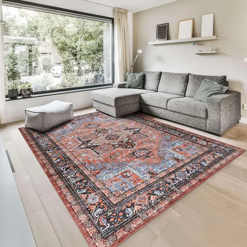 Vista 200 de GLN Rugs Traditional Collection - Alfombra de felpilla lavable a máquina, tradicional lavable, antideslizante, alfombra de felpilla de pelo corto