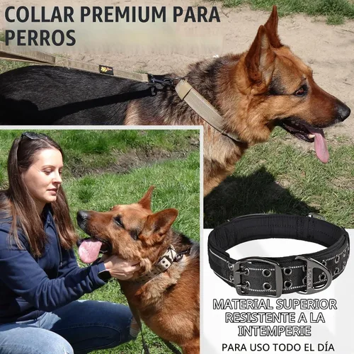 Vista 8 de ADITYNA Collar de perro resistente para perros extragrandes, collar negro reflectante XL con asa para entrenar y caminar, ancho, grueso, táctico