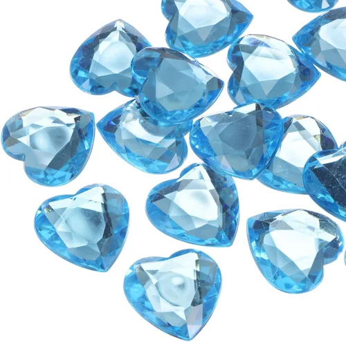 Vista 17 de MECCANIXITY 20 piezas de diamantes de imitación acrílicos de corazón de 0.787 pulgadas (0.787 in) con parte trasera plana, gemas de plástico