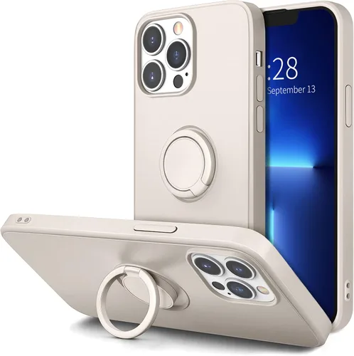 Vista 10 de Hython Funda para iPhone 13 Pro Max con soporte de anillo [soporte de anillo giratorio de 360° con soporte magnético] [forro de microfibra suave]