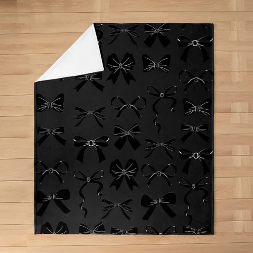 Vista 2 de Castle Fairy Black Bow Blankets,Bowknot Printed Flannel Blanket,Kids Girls Boys Adult Butterfly Tie Pattern Fleece Blanket Modern Black Office Chair