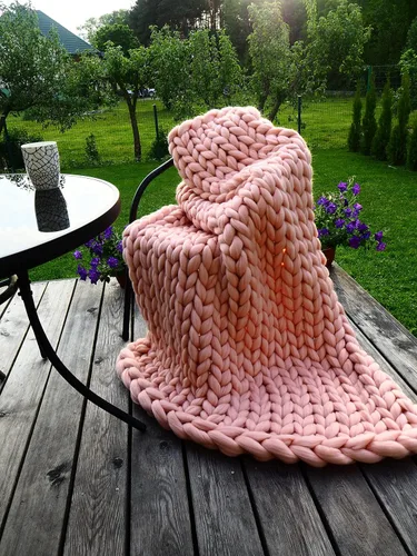 Vista 20 de Manta de punto grueso de 50 x 60 pulgadas, manta gigante tejida a mano con hilo 100% de lana merina, hecha a mano para cama, sofá, manta bohemia