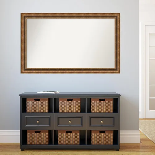 Vista 259 de Amanti Art Espejo de pared personalizado no biselado (25 x 25 pulgadas), marco de bronce acentuado, varios tamaños personalizados, espejo de baño