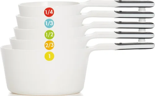 Vista 4 de OXO Set de tazas medidoras 6 piezas en negro, 8.89 x 12.7 x 24.77 cm Snap-Together Design for Easy Storage, Soft Non-Slip Handles, Colour-Coded