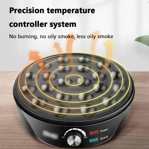 Vista 3 de Máquina eléctrica Takoyaki, Máquina de bocadillos domésticos Mini máquina Takoyaki de acero inoxidable, Máquina de pastel de pan para hornear gofres