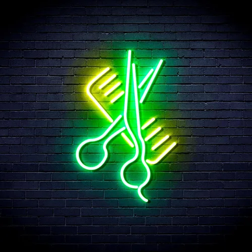 Vista 18 de AdvPro Comb & Scissors Flex Silicone LED Neon Sign - Azul - st16s32-fnu0363-b