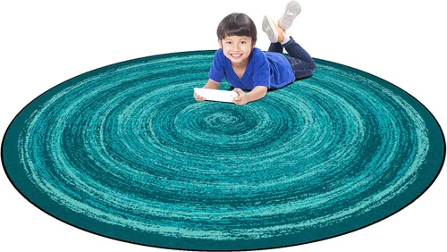 Vista 2 de Joy Carpets Feeling Fun - Alfombra redonda de 5 pies y 4 pulgadas, color verde azulado