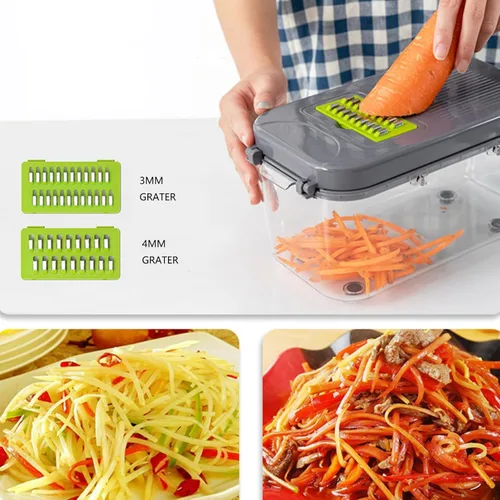 Vista 7 de Picador de verduras - Picador de cebolla profesional 22 en 1 - Picador multifuncional de alimentos con separador de huevos - Cortador de verduras