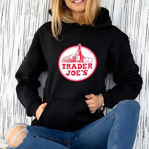 Vista 3 de Sudaderas con capucha Trader Joes Girl Boy unisex regalo para hombres, camisas de manga para mujeres, familia, amigos, bolsillo, novedad, sin