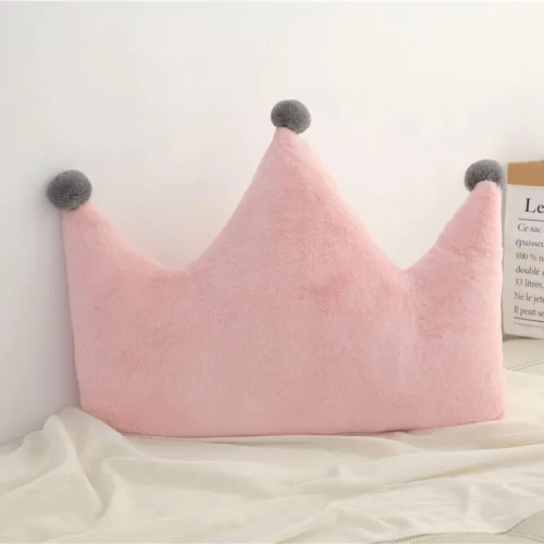 Vista 9 de Almohada de felpa en forma de corona, 20 x 15 pulgadas, gris, relleno de algodón PP, cojín decorativo para sofá cama, perfecto para el hogar