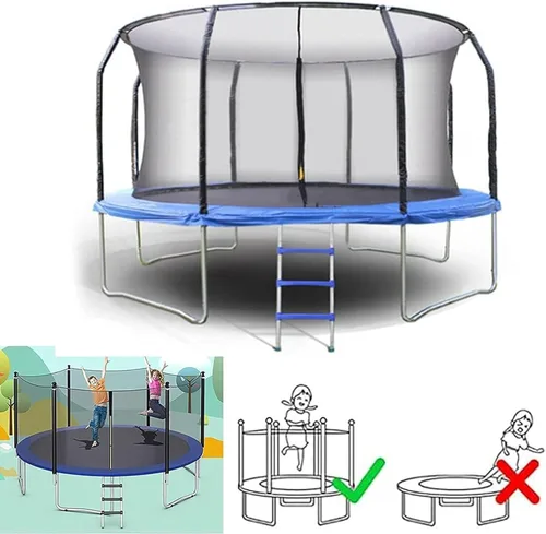 Vista 7 de Red de seguridad de repuesto para cama elástica, 12 pies, resistente a los rayos UV, malla envolvente con cremalleras y hebillas, se adapta a