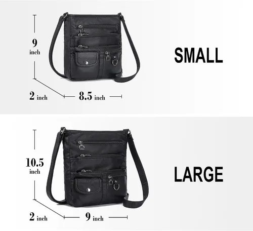 Vista 2 de MINICAT Bolsos cruzados para mujer, bolso cruzado con múltiples bolsillos, de cuero suave, bolso cruzado para mujer, bolsos de hombro pequeños