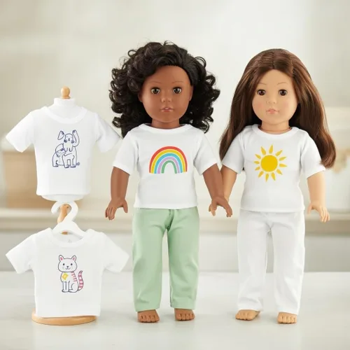 Vista 5 de Emily Rose Paquete de 5 camisetas blancas de 18 pulgadas para muñecas – 80/20 algodón/poliéster Ropa básica para muñecas – Se adapta a muñecas