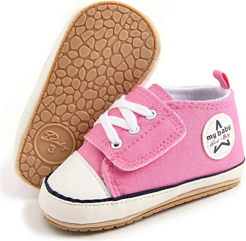 Vista 4 de GAISUMMI Unisex Baby Girls Boys Shoes Infant Canvas Sneakers Anti-Slip Rubber Sole Newborn Crib Shoes Toddler Outdoor Athletic First Walkers