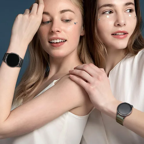 Vista 7 de Paquete de 2 bandas elásticas de nylon para relojes compatibles con Garmin Vivoactive 5/6/Forerunner 55/165, correas deportivas ajustables