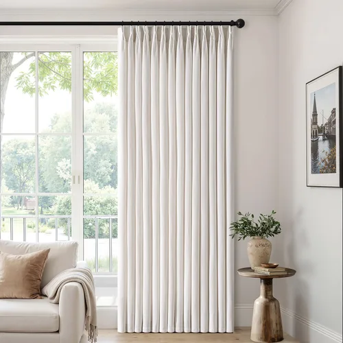 Vista 6 de MIULEE Juego de 4 paneles de cortinas plisadas de lino de 40 x 84 pulgadas Beige Blanco