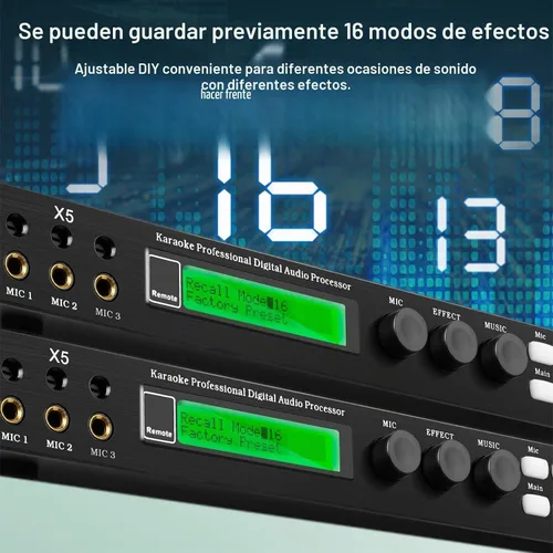 Vista 5 de Depusheng X5 Mezclador Digital Reverberator Micrófono KTV Karaoke Procesador de Audio
