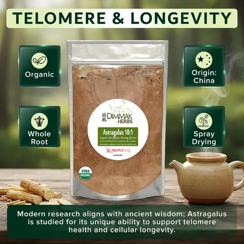 Vista 4 de Dimmak Herbs Extracto orgánico de raíz de astrágalo 10:1 en polvo (tónico inmune ultra potente) – TCM Doctor Sourced Huang Qi para vitalidad