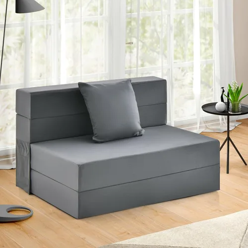Vista 2 de Giantex Sofá cama plegable de 6 pulgadas con almohada, colchón de triple pliegue con espuma de alta densidad, sofá plegable con reposacabezas, cama