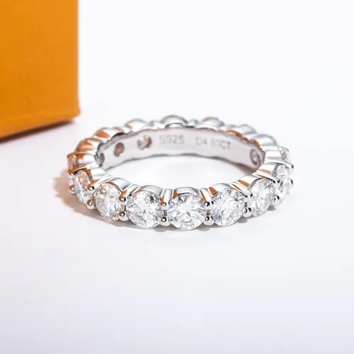 Vista 2 de AimiIee Moissanite Eternity Rings 1cttw D Color VVS1 Clarity Round Brilliant Cut Moissanite Diamond S925 Sterling Silver Stackable Wedding