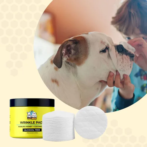 Vista 5 de Pasta para Bulldogs antiarrugas de 2 onzas + 50 toallitas antiarrugas Bulldog francés (paquete de 2) Crema antiarrugas para perros, Frenchie