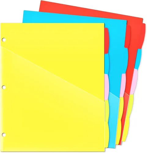 Vista 8 de WOT I Separadores duraderos de 8 pestañas para carpeta con bolsillo transparente - 1 juego, separadores reutilizables de plástico para carpeta de 3