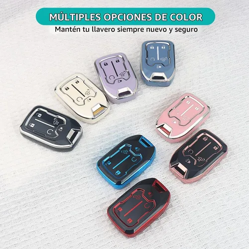 Vista 6 de MILD EAST for GMC Key Fob Cover 5 Button with Keychain(Black/Blue)