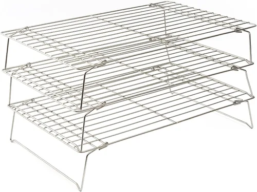 Vista 11 de Ultra Cuisine Juego de 3 estantes redondos de refrigeración para cocinar y hornear, aptos para horno y lavavajillas, 100% acero inoxidable