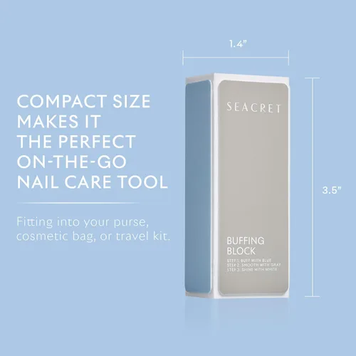 Vista 6 de SEACRET Minerals - Bloque profesional para pulir uñas, bloque de pulido de 3 maneras, el secreto para uñas brillantes, manicura y pedicura, paquete