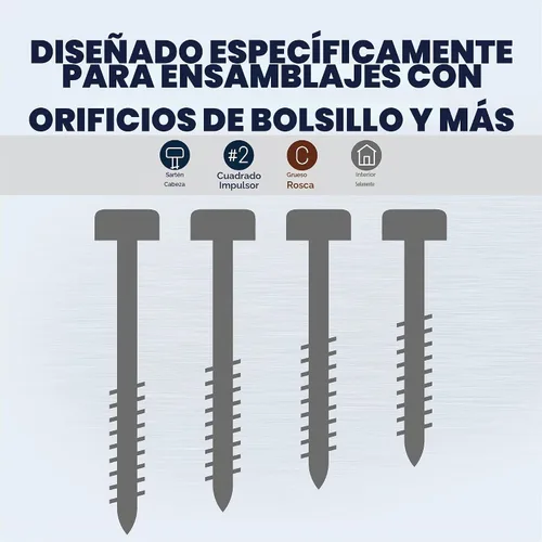 Vista 3 de Kreg Tornillos de bolsillo de zinc, tornillos de agujero de bolsillo, 100