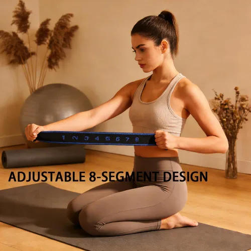 Vista 5 de Banda de resistencia de fitness para estiramiento y yoga, banda de resistencia de yoga ajustable de 8 segmentos con asas para brazos, ejercicio