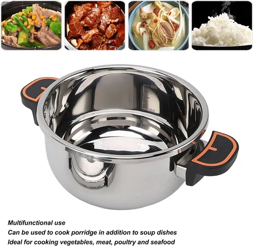 Vista 3 de JTLB Olla a presión profesional de acero inoxidable con calefacción uniforme eficiente y de gran capacidad, olla para conservas de cocina casera (5L)