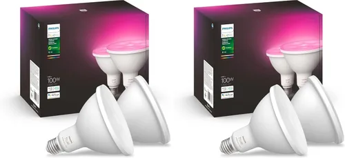 Vista 13 de Philips Hue - Bombillas LED inteligentes blancas para exteriores PAR38 de 13 W, requiere hub, 2 bombillas LED PAR38 blancas, funciona con Alexa