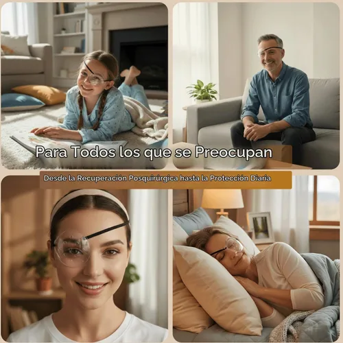 Vista 7 de Protector ocular para cirugía de cataratas, paquete de 2 parches médicos con correa ajustable para la cabeza para dormir después de cataratas