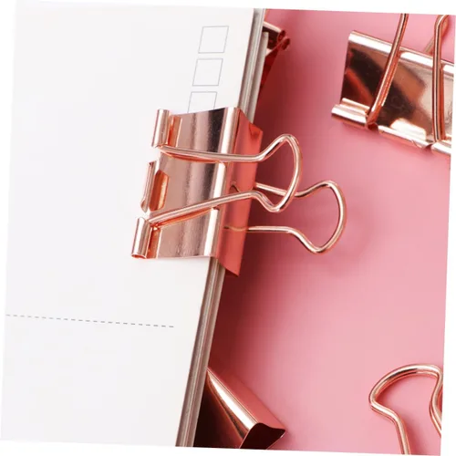 Vista 7 de Tofficu Clip para carpeta, 24 unidades, clips de archivo, clips de carpeta de papel, clips de carpeta de oficina, clip de carpeta Elliot de oro rosa