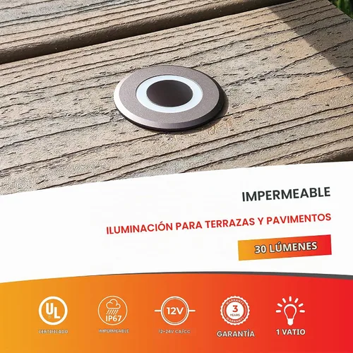 Vista 5 de LUMENGY Luz LED para pavimentadora y cubierta con efecto de luz de anillo patentado, 1 W, 12 V de bajo voltaje, IP67 impermeable, para cubiertas