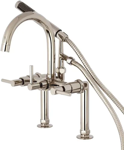 Vista 13 de Kingston Brass AE8107DL - Llenador de bañera con ducha de mano, latón cepillado
