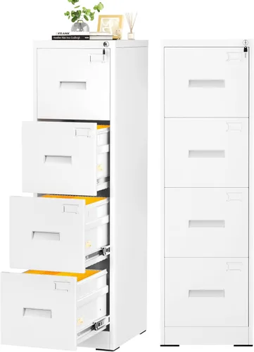 Vista 11 de INTERGREAT - Archivador de 3 cajones, gabinetes de archivo de metal con cerradura, gabinete móvil de oficina con ruedas para tamaño legal/carta