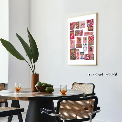Vista 7 de Pósteres de Impresión en Lienzo de Caja de Cerillas Rosa Retro Preppy, Póster de Cerillas Femenino y Moderno, Arte Vintage de Librito de Cerillas