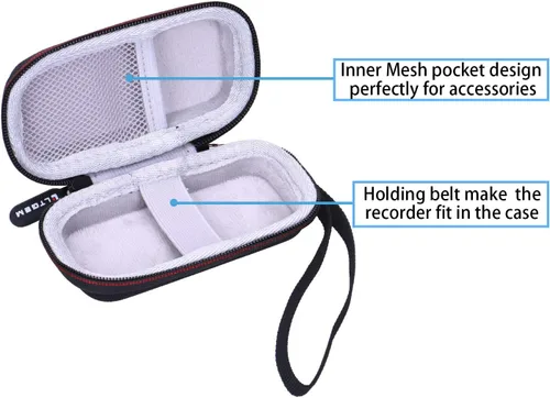 Vista 3 de LTGEM - Funda compatible con grabadora de voz digital activada por voz (interior: 4.1"x2.1"x0.7"), negro+gris