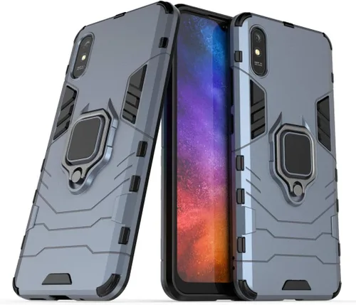 Vista 8 de LuluMain - Funda compatible con Xiaomi Mi Redmi 9A, Redmi 9AT, soporte de anillo de metal a prueba de golpes
