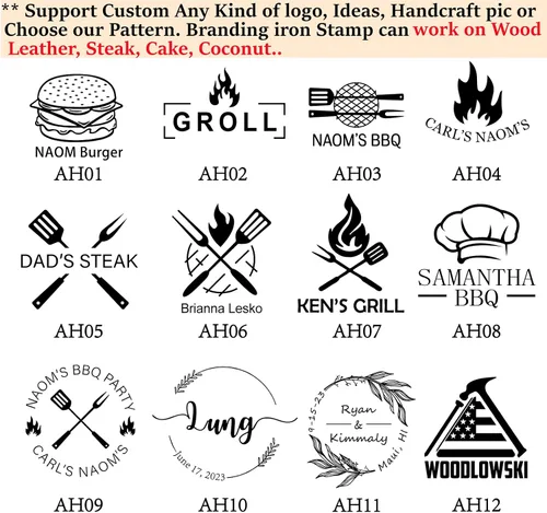 Vista 3 de Sello de hierro de marca personalizado para carne, sello de hierro de marca personalizado para Bur Burger, hierro de marca personalizado