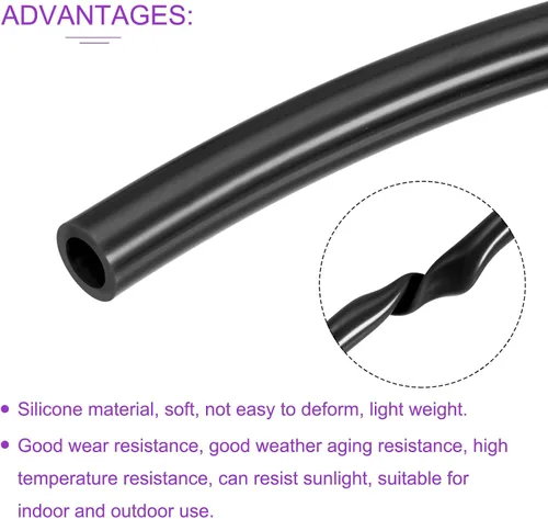 Vista 5 de DMiotech Tubo de silicona industrial negro de 1/4 "(6 mm) ID 3/8 "(10 mm) OD 10 pies tubo de silicona industrial negro para bomba de aire de agua