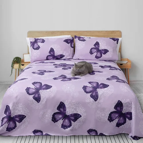 Vista 2 de ARTALL Juego de sábanas de 4 piezas con estampado de mariposa, sábanas de microfibra suave para todas las estaciones, incluye 2 fundas de almohada