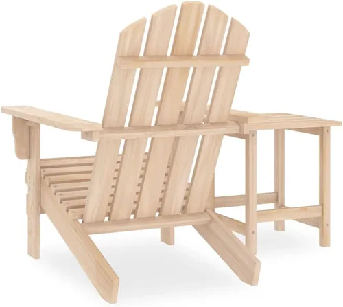 Vista 3 de Natural Wood Adirondack Chair, Outdoor Patio Furniture for Garden Relaxation, Solid Fir Wood Standard Ergonomic Design Light Brown
