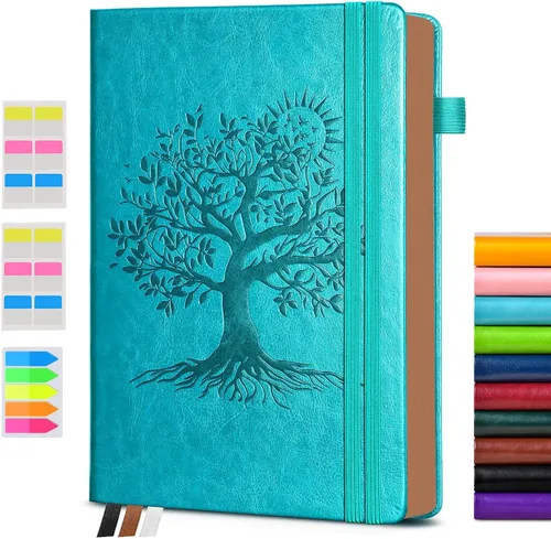 Vista 27 de Diario vintage de cuero con 300 páginas numeradas, diario rayado A4 para hombres y mujeres, diarios para escribir, cuaderno de rayas universitarias