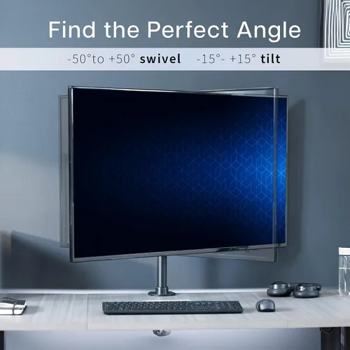 Vista 5 de VIVO Soporte de escritorio para TV y monitor de pantalla ultra ancha, altura ajustable y soporte de inclinación para pantallas de hasta 42 pulgadas