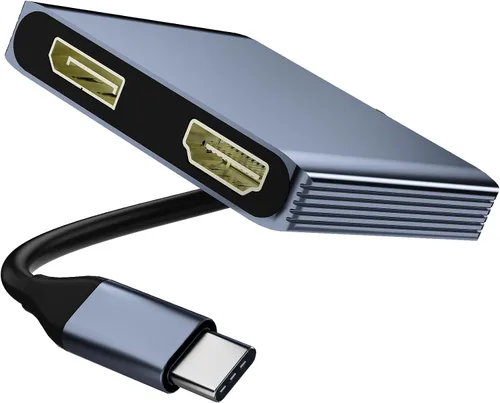 Vista 11 de Divisor DisplayPort para monitores duales, adaptador divisor USB C a Dual DisplayPort de 4K a 60Hz para pantalla extendida con 2 puertos