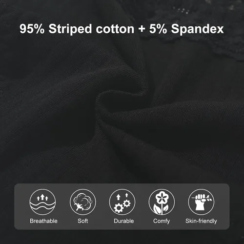 Vista 3 de LEVAO Ropa interior de algodón para mujer, bikini sexy de talle bajo, bragas con ribete de encaje, multipack S-XL