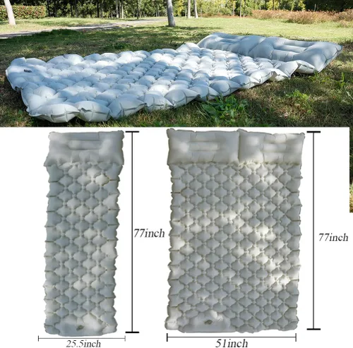 Vista 2 de Colchoneta de dormir inflable con almohada, almohadilla de campamento con bomba de pie incorporada, almohadilla de colchón ligera para acampar